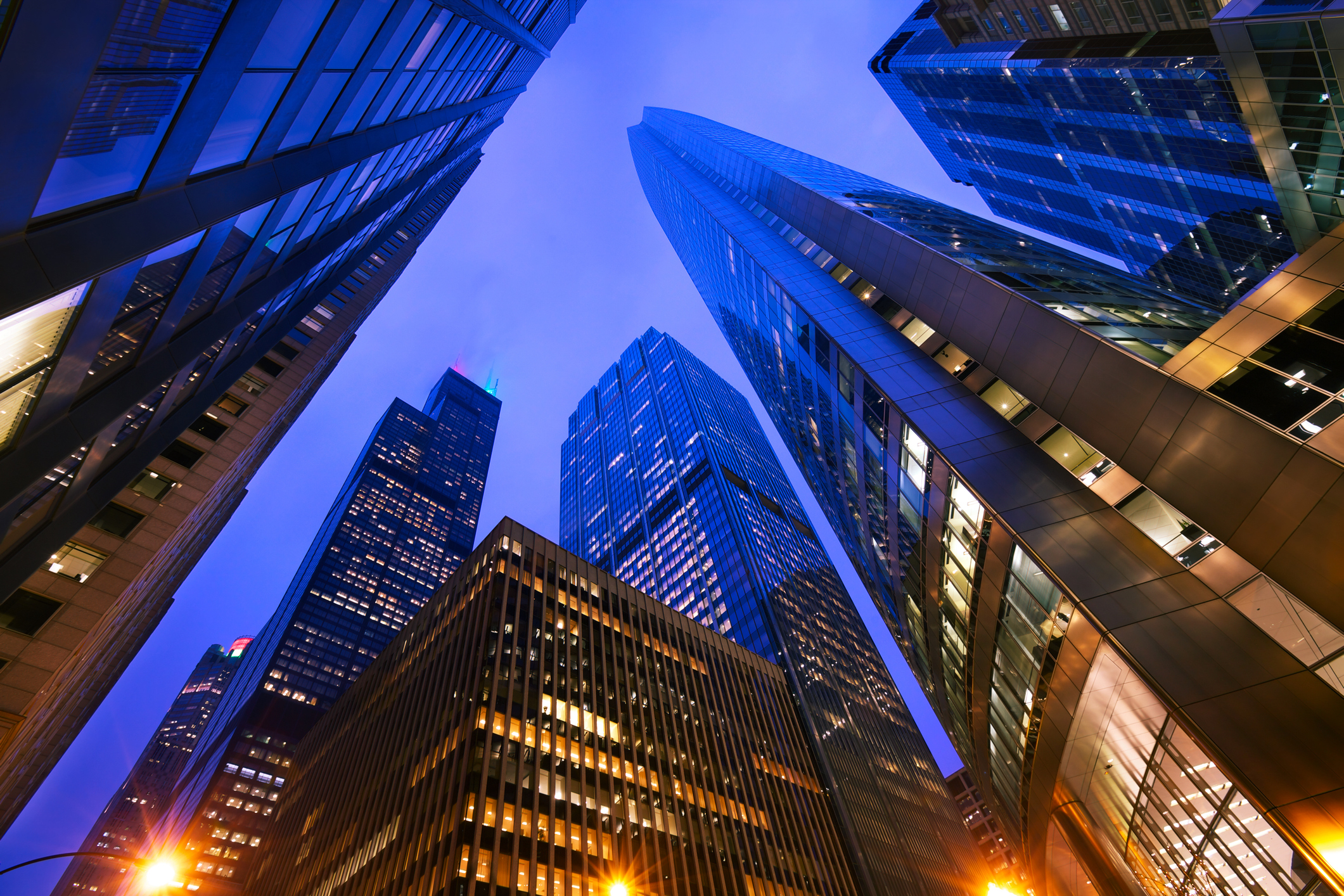 Chicago towers at blue hour